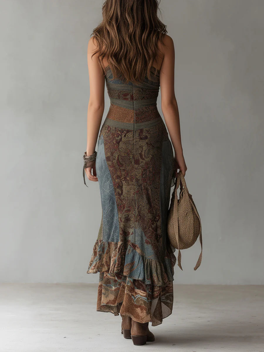 Deryn - Vestido maxi estampado de un hombro