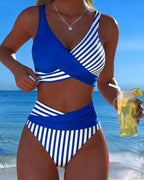 Bikini Gekreuzte Streifen Bedruckt
