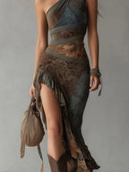 Vestido Asimétrico Boho Elegante con Abertura para Mujer