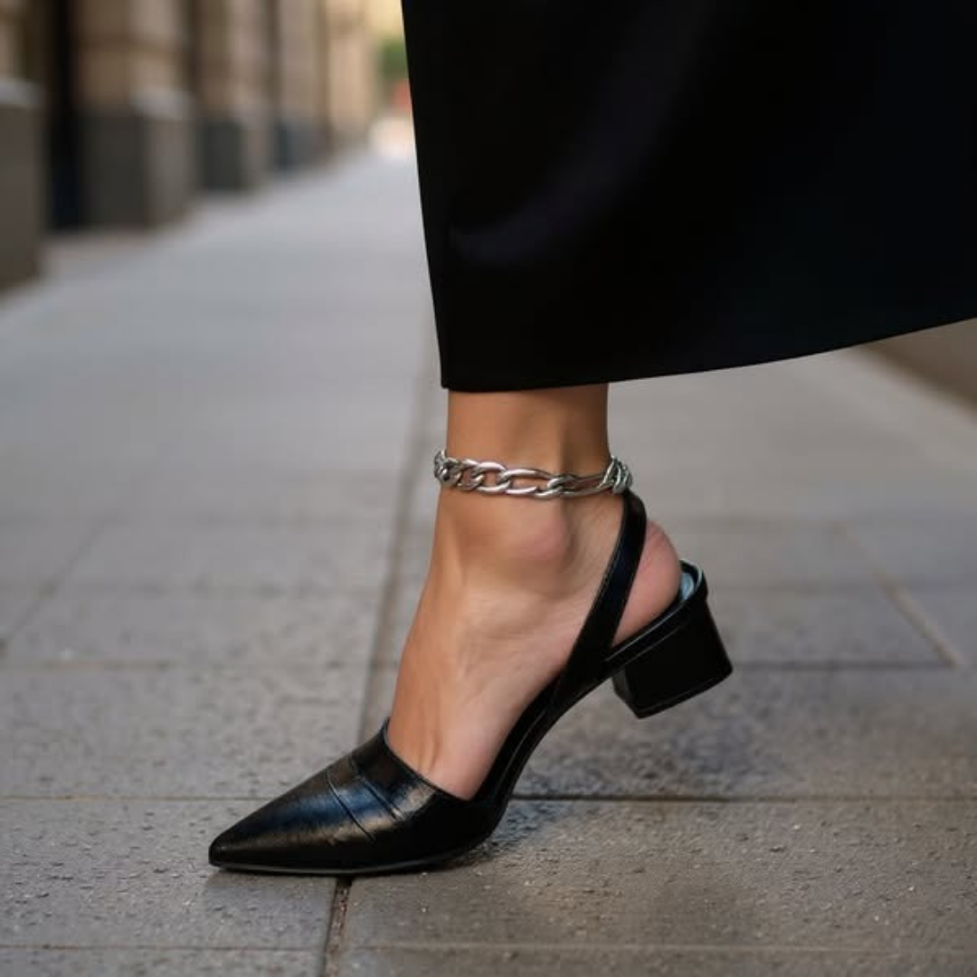 Zapatos Femeninos de Tacón Bajo Elegantes para Fiesta Marrón