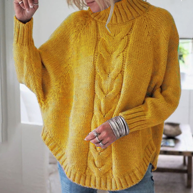 Women's Cable Knit Turtleneck Jumper Oversized Fit