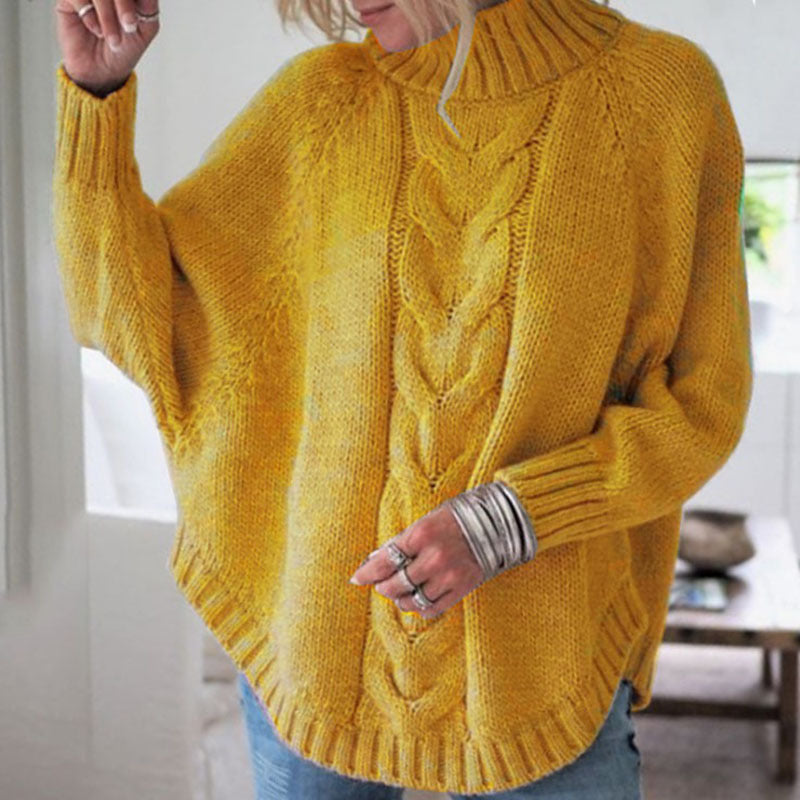 Women's Cable Knit Turtleneck Jumper Oversized Fit