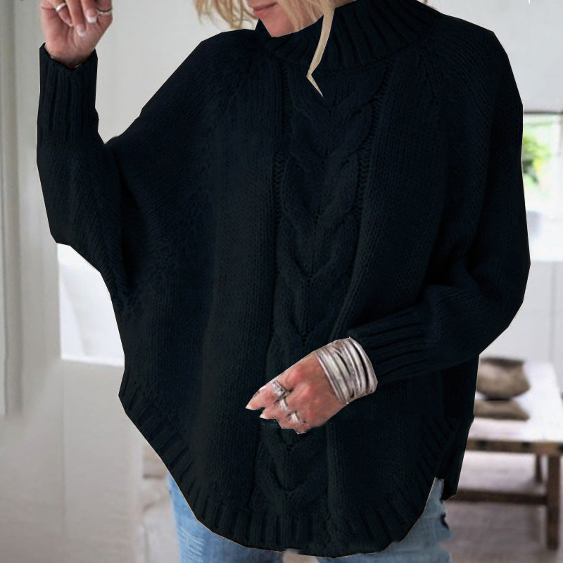 Women's Cable Knit Turtleneck Jumper Oversized Fit