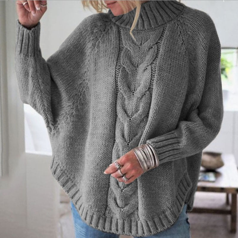 Women's Cable Knit Turtleneck Jumper Oversized Fit