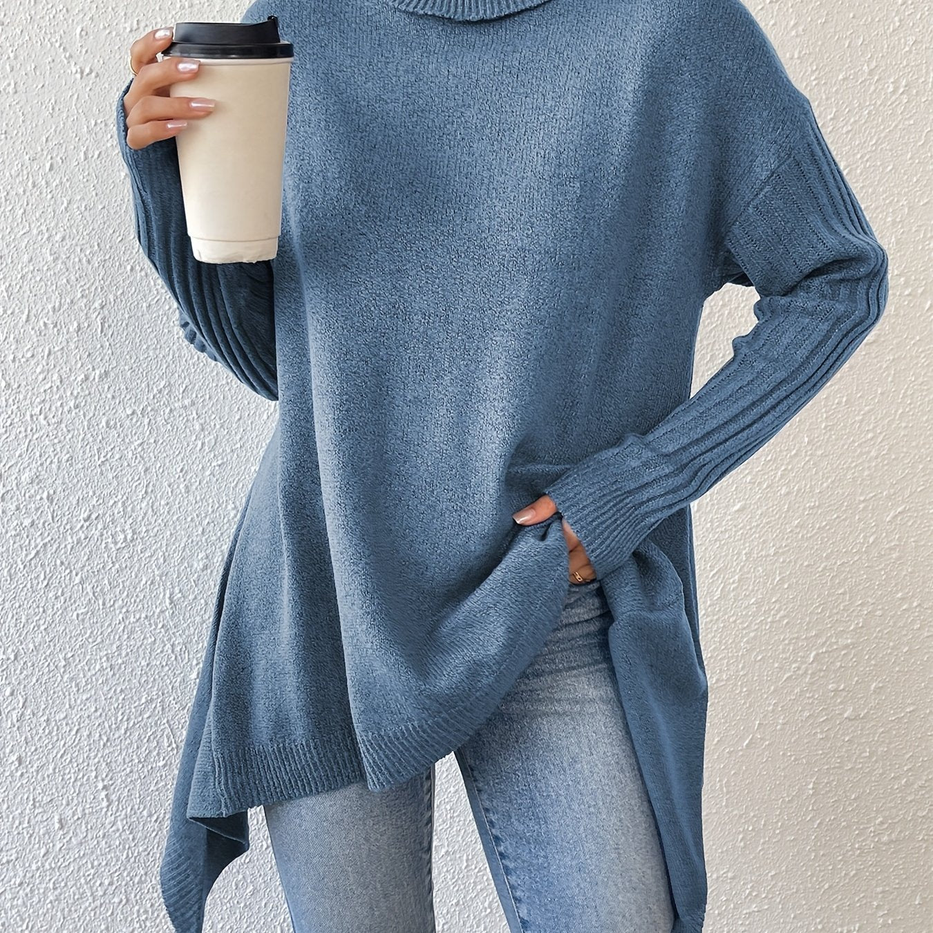 Auralyn™ | Jersey de cuello alto asimétrico y acogedor