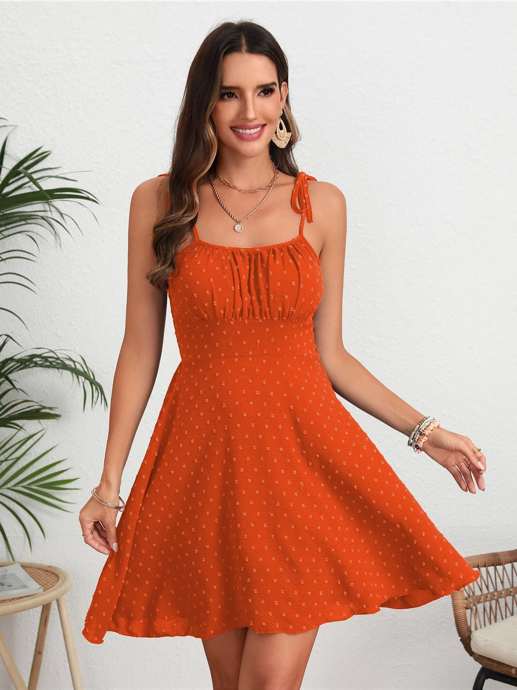 Vestido corto con tirantes finos para mujeres, vestido sin espalda con estampado de lunares, ropa casual para uso diario, vacaciones, fiestas