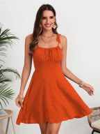 Vestido corto con tirantes finos para mujeres, vestido sin espalda con estampado de lunares, ropa casual para uso diario, vacaciones, fiestas