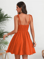 Vestido corto con tirantes finos para mujeres, vestido sin espalda con estampado de lunares, ropa casual para uso diario, vacaciones, fiestas