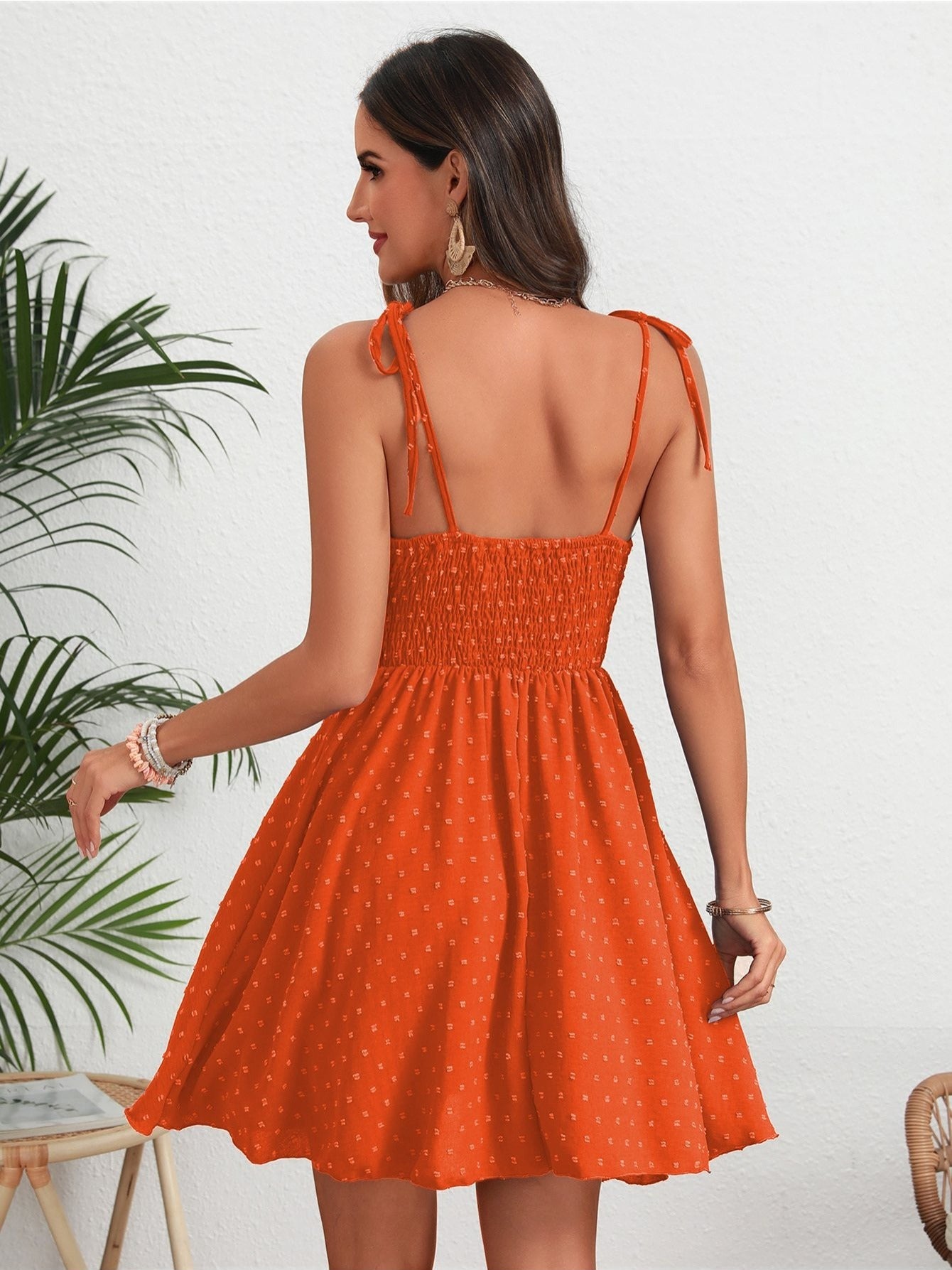 Vestido corto con tirantes finos para mujeres, vestido sin espalda con estampado de lunares, ropa casual para uso diario, vacaciones, fiestas
