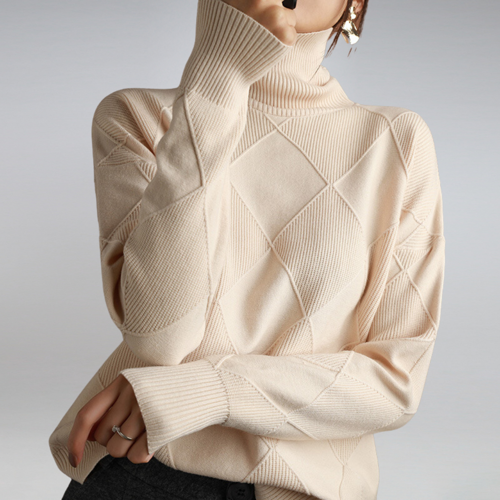 Drune | Cozy geometric knit turtleneck sweater for women