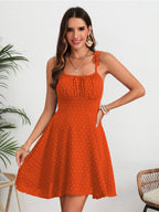 Vestido corto con tirantes finos para mujeres, vestido sin espalda con estampado de lunares, ropa casual para uso diario, vacaciones, fiestas