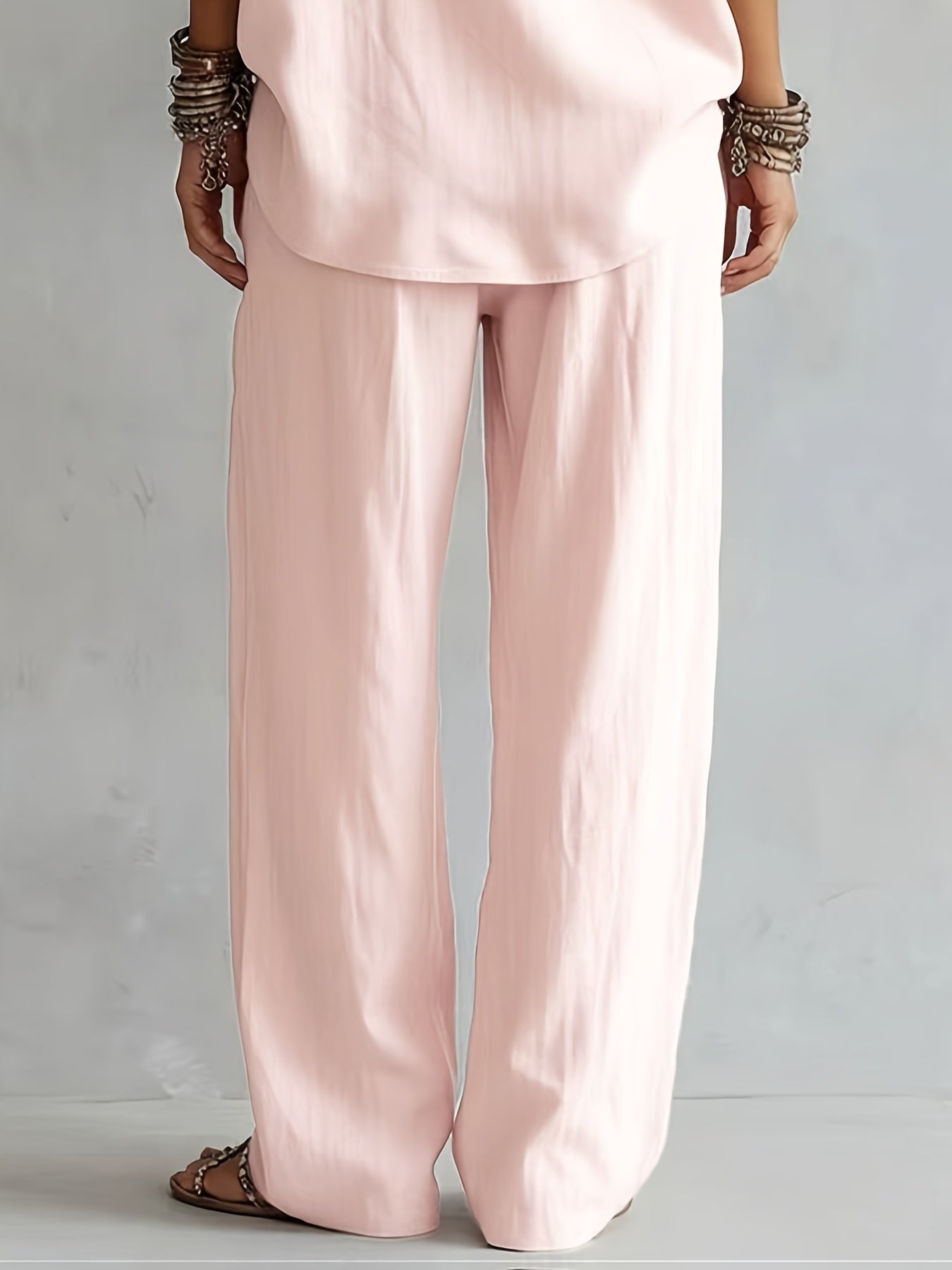 Conjunto Mujer Blusa de Hombros Descubiertos y Pantalón Amplio Estilo Boho Chic para Verano y Vacaciones