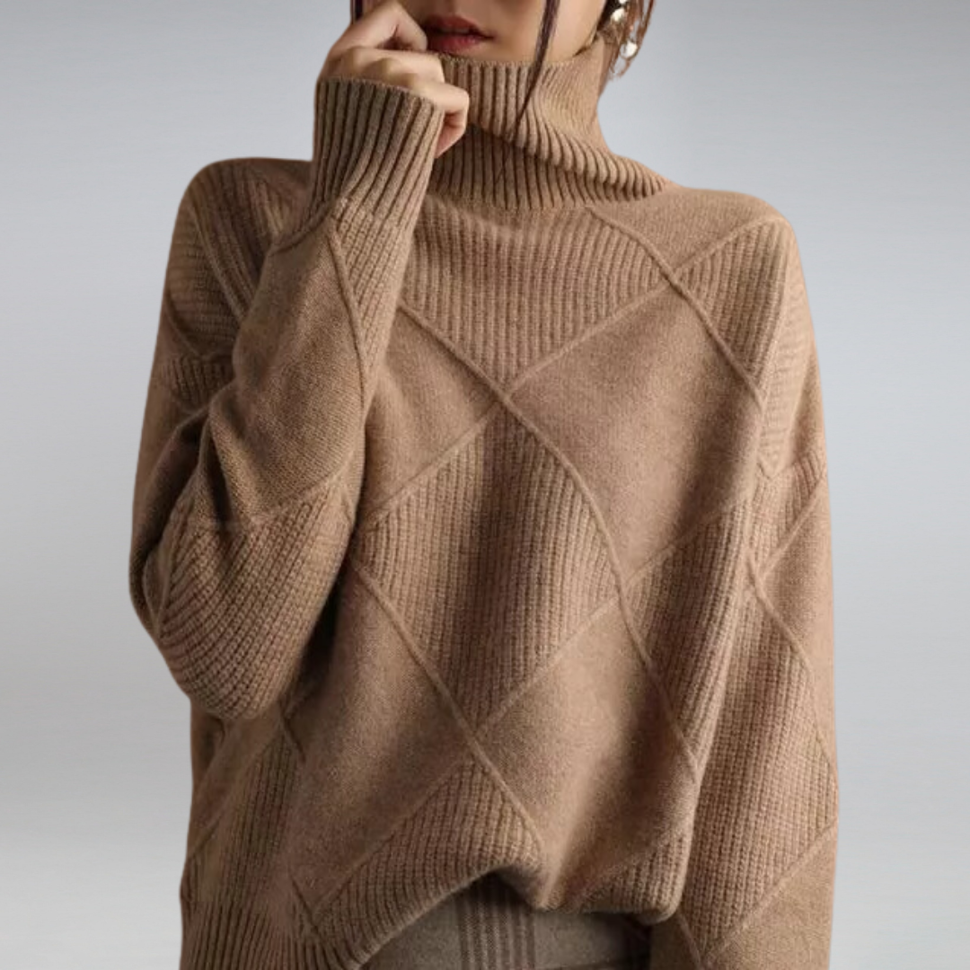 Drune | Cozy geometric knit turtleneck sweater for women