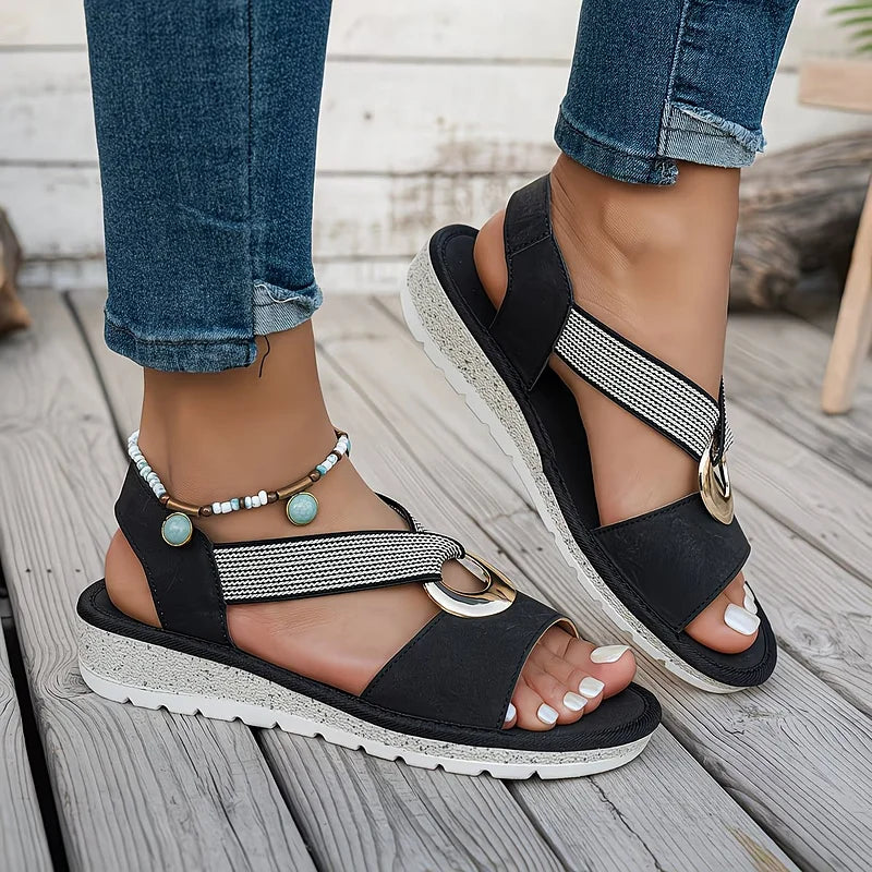 Sandalias Femeninas Cómodas con Correa Casual para Verano Verde