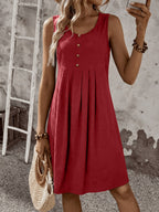 Vestido chaleco de verano para mujer, moda, cómodo, sexy, esencial para vacaciones, falda plisada, falda corta con botones