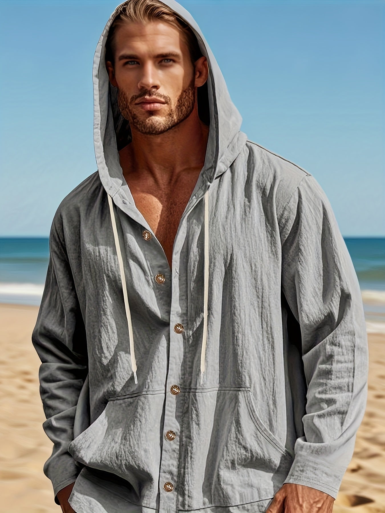 Lenvar™ | Camisa playera de lino con capucha