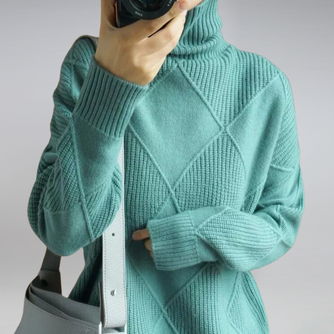 Drune | Cozy geometric knit turtleneck sweater for women