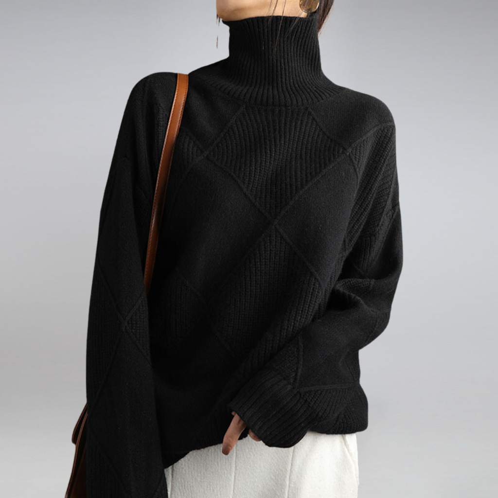 Drune | Cozy geometric knit turtleneck sweater for women