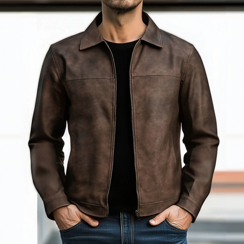 Bravik | Chaqueta Masculina Estilo Cuero para Invierno