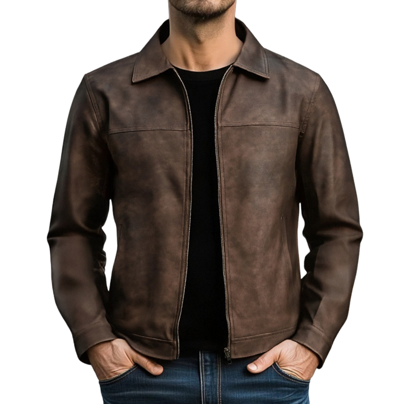 Bravik | Chaqueta Masculina Estilo Cuero para Invierno