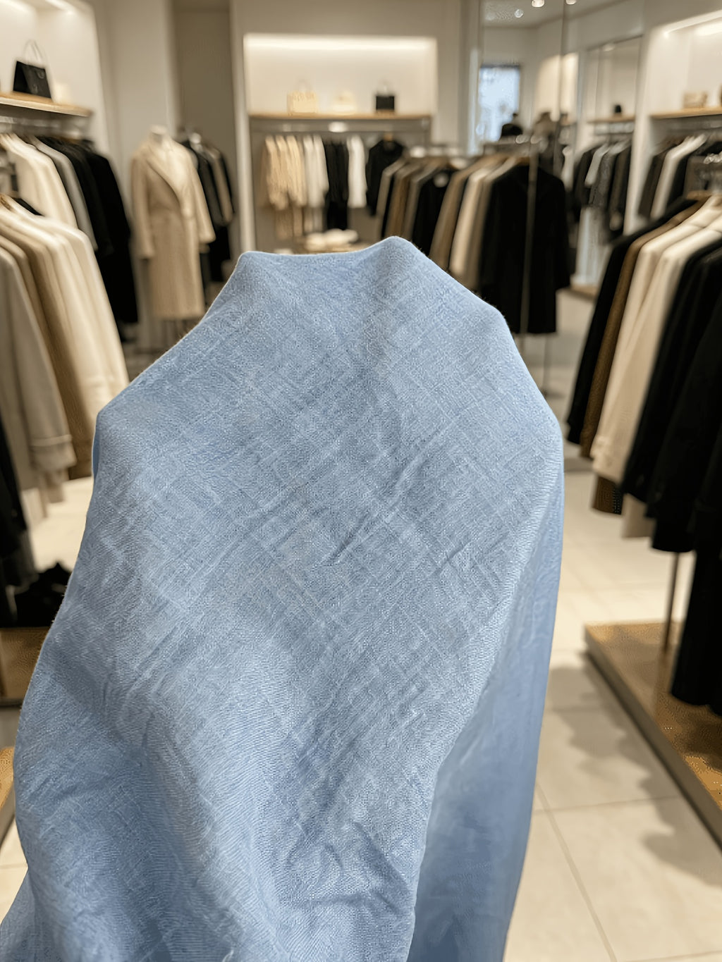 Vestido Maxi Azul Cielo Lino Cuello Mao Botones Frontales Plisado Casual Playa Vacaciones Mujer