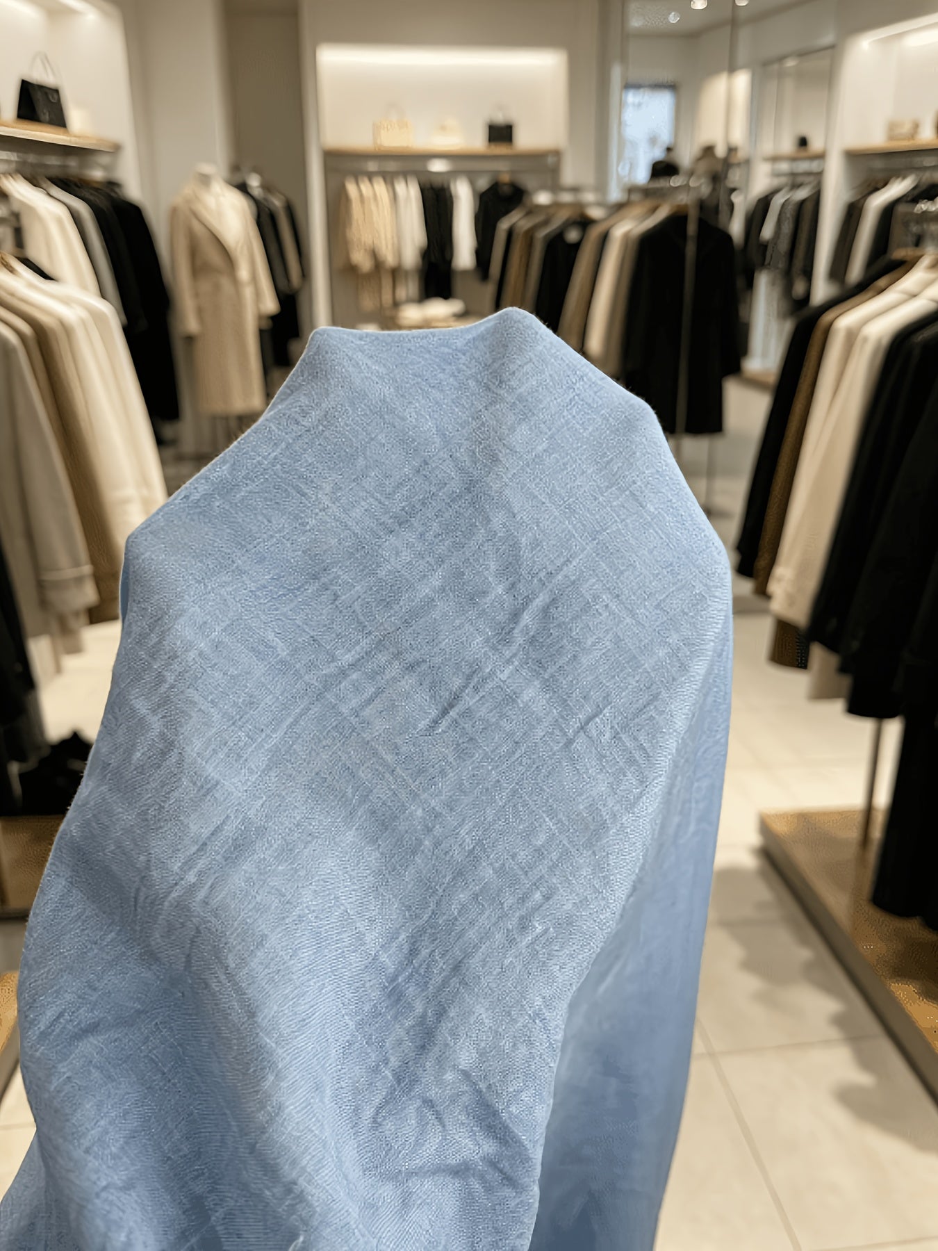 Vestido Maxi Azul Cielo Lino Cuello Mao Botones Frontales Plisado Casual Playa Vacaciones Mujer