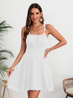 Vestido corto con tirantes finos para mujeres, vestido sin espalda con estampado de lunares, ropa casual para uso diario, vacaciones, fiestas