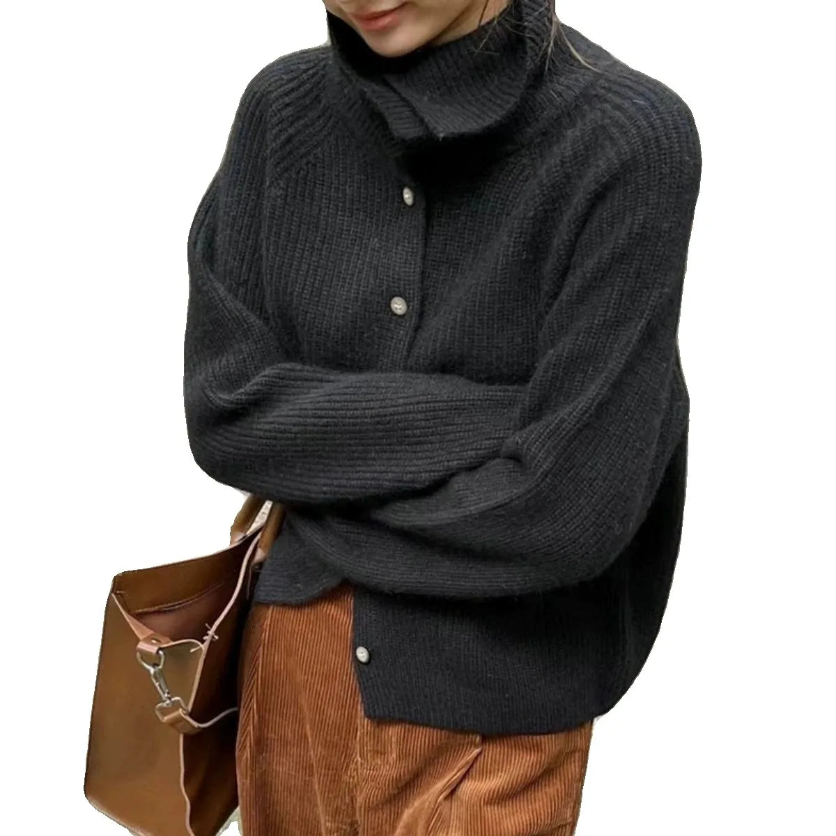 Drune | Cozy knitted turtleneck sweater with buttons