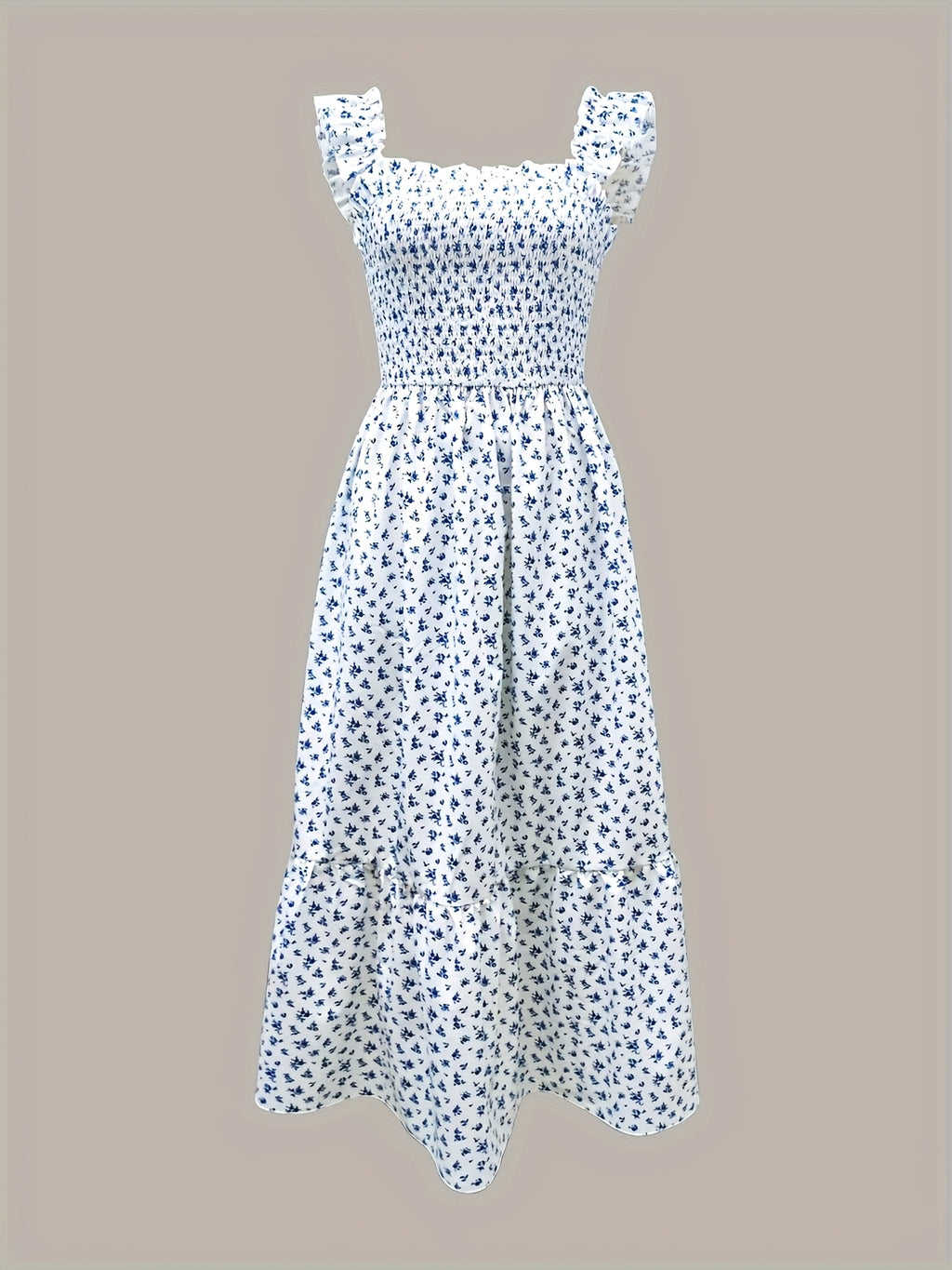 Vestido Maxi Casual Boho Chic con Escote Cuadrado y Falda Fluida Mujer