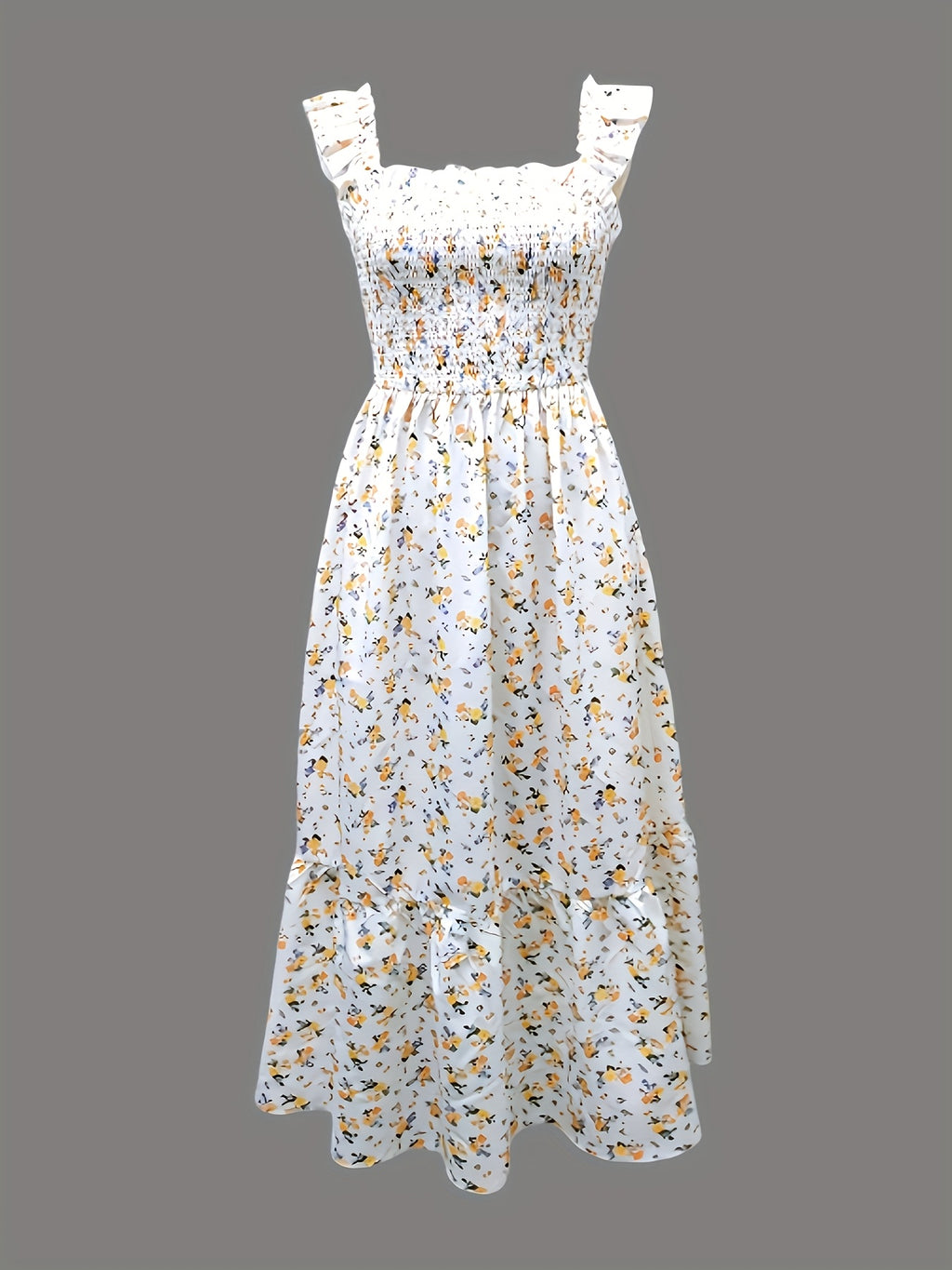 Vestido Maxi Casual Boho Chic con Escote Cuadrado y Falda Fluida Mujer