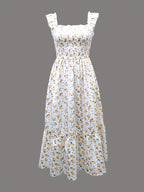 Vestido Maxi Casual Boho Chic con Escote Cuadrado y Falda Fluida Mujer