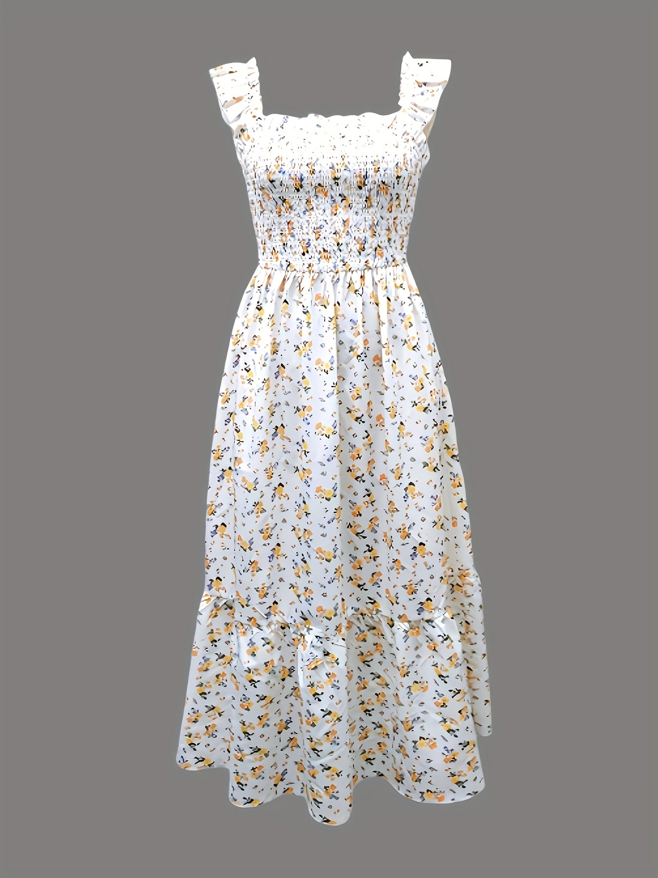 Vestido Maxi Casual Boho Chic con Escote Cuadrado y Falda Fluida Mujer