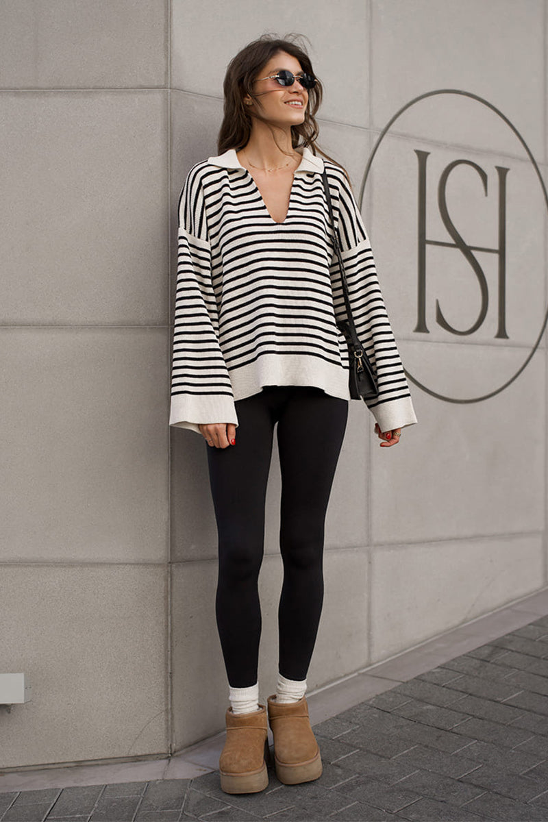 Drune | Cozy striped knitted turtleneck sweater