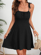 Vestido corto con tirantes finos para mujeres, vestido sin espalda con estampado de lunares, ropa casual para uso diario, vacaciones, fiestas