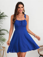 Vestido corto con tirantes finos para mujeres, vestido sin espalda con estampado de lunares, ropa casual para uso diario, vacaciones, fiestas