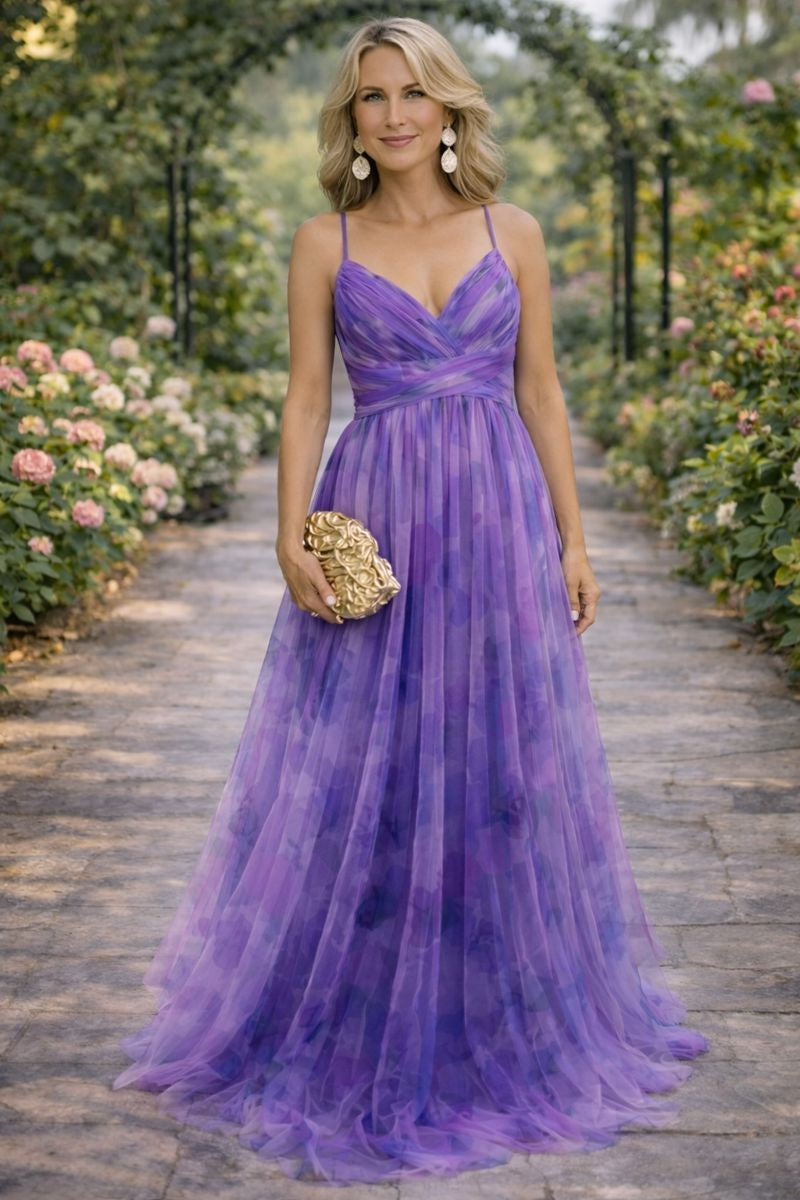 Vestido Largo Femenino Elegante con Tirantes y Estampado Rosa para Fiesta