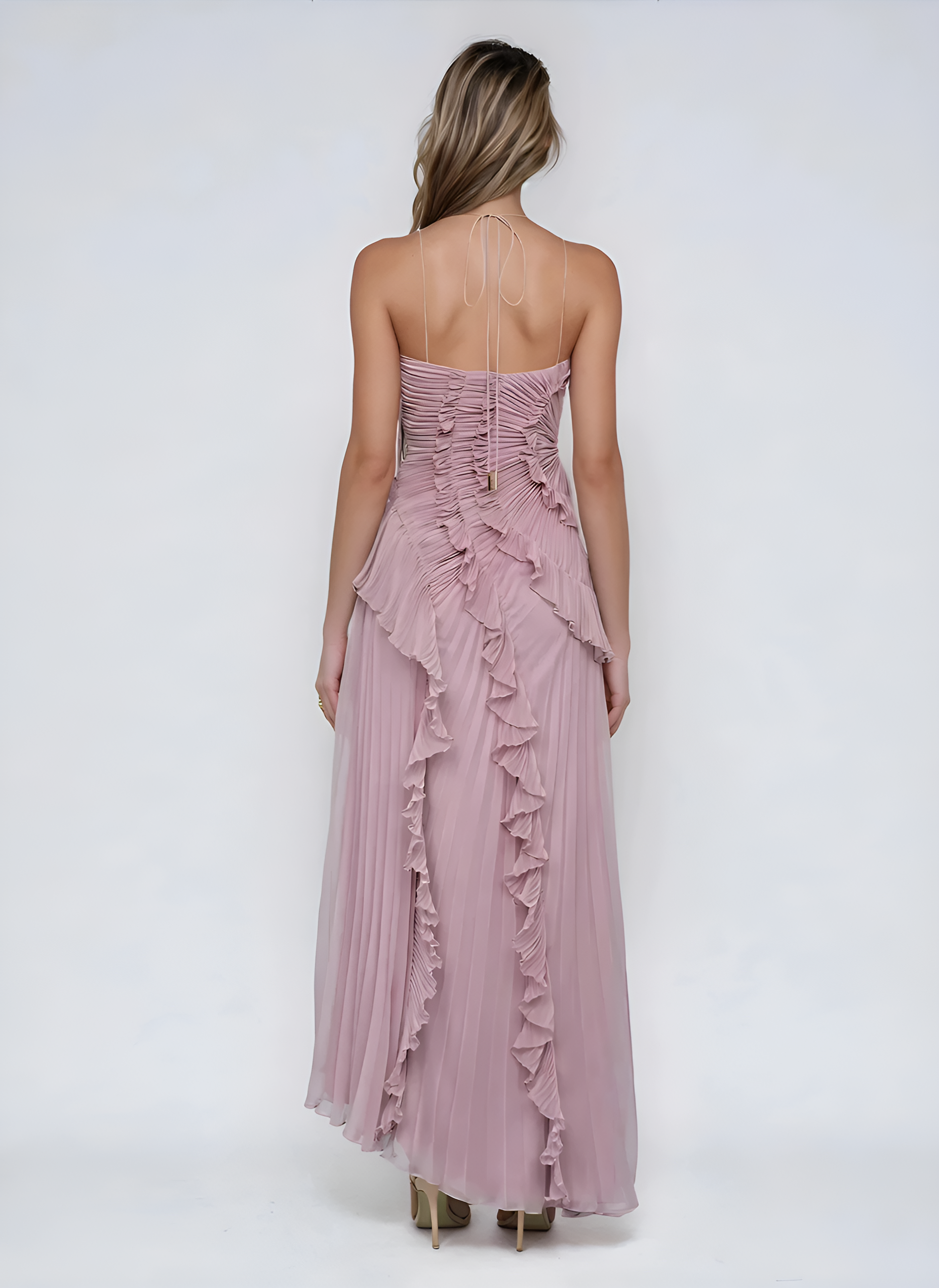 Sancia - Vestido midi plisado con holanes