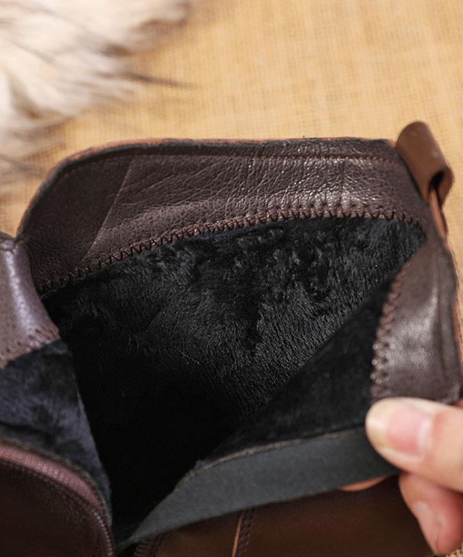 Leather Ankle Boots with Leaf Detail and Block Heel