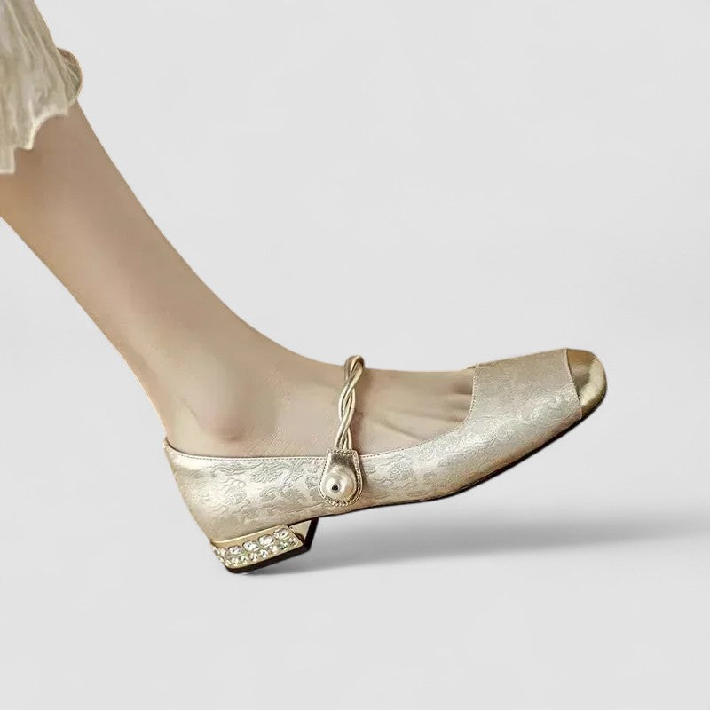 Zapatos Femeninos Planos Elegantes con Punta Redonda para Fiesta Verde