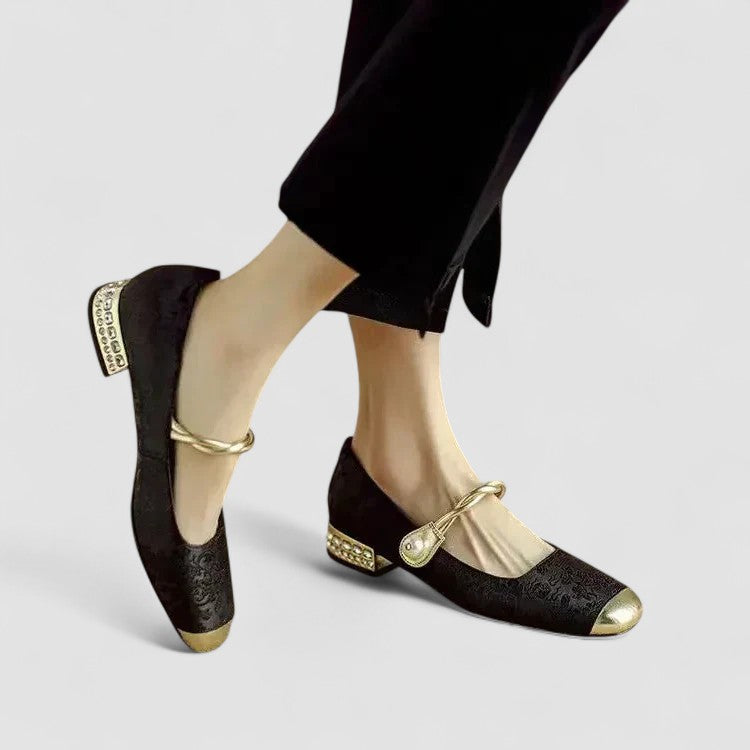 Zapatos Femeninos Planos Elegantes con Punta Redonda para Fiesta Verde