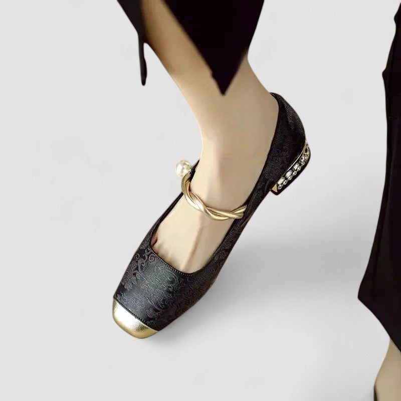Zapatos Femeninos Planos Elegantes con Punta Redonda para Fiesta Verde