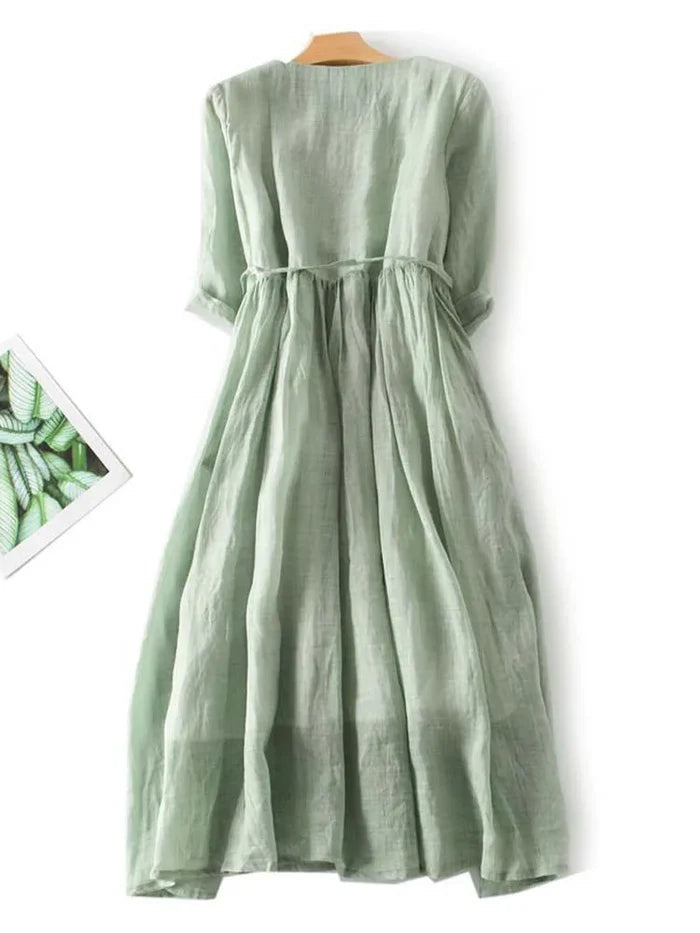 Laura - Vestido elegante de lino para Mujer