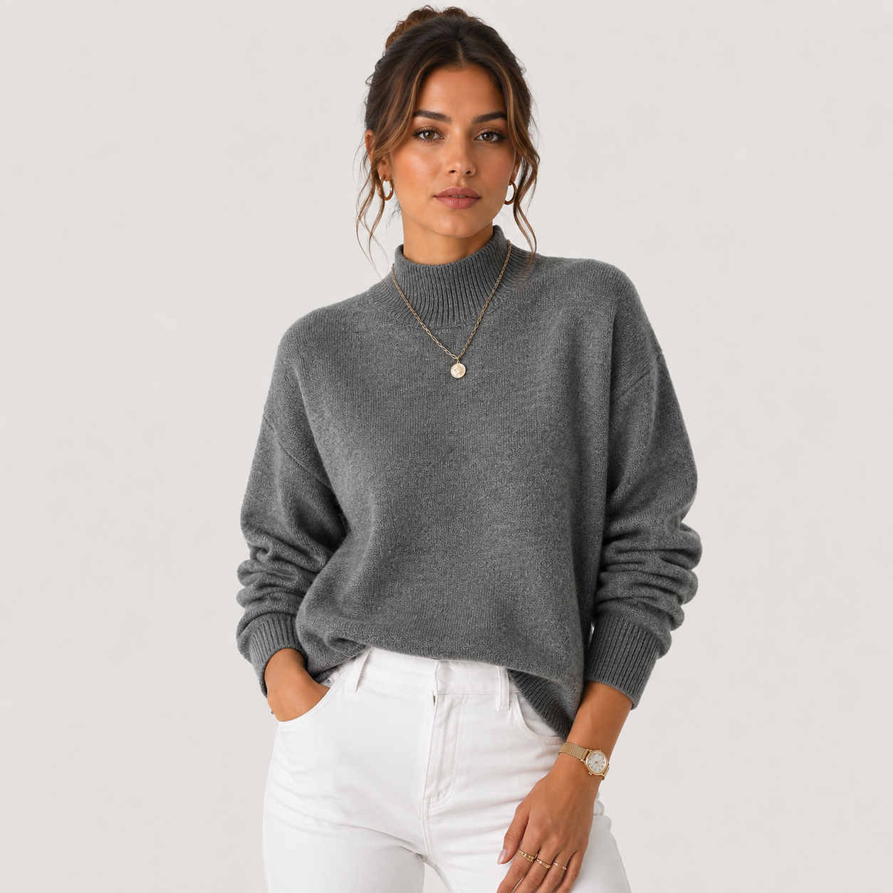 Women's Knit Turtleneck Sweater Cozy Lightweight Winter Pullover