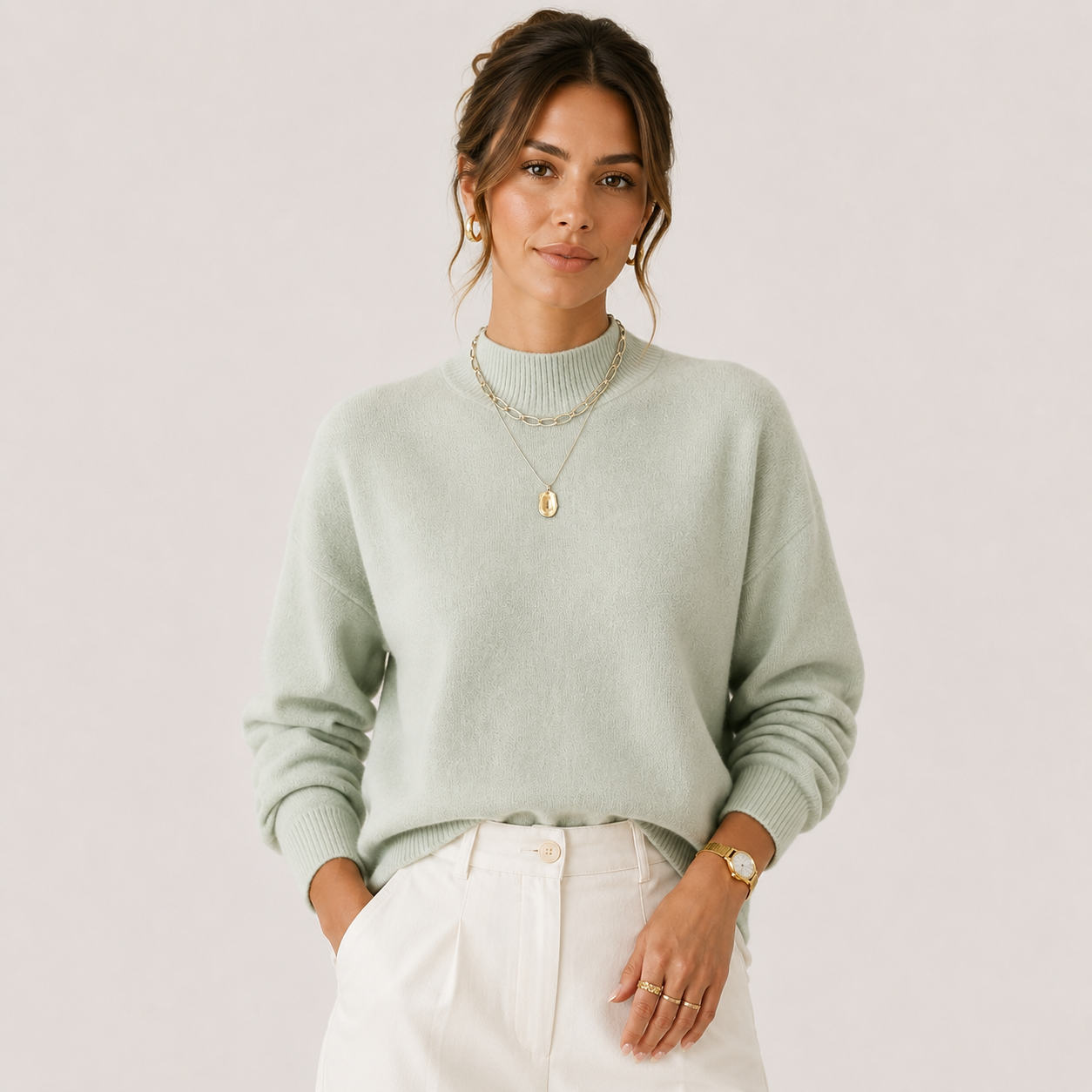 Women's Knit Turtleneck Sweater Cozy Lightweight Winter Pullover