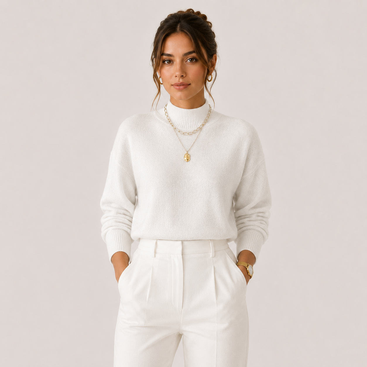 Women's Knit Turtleneck Sweater Cozy Lightweight Winter Pullover