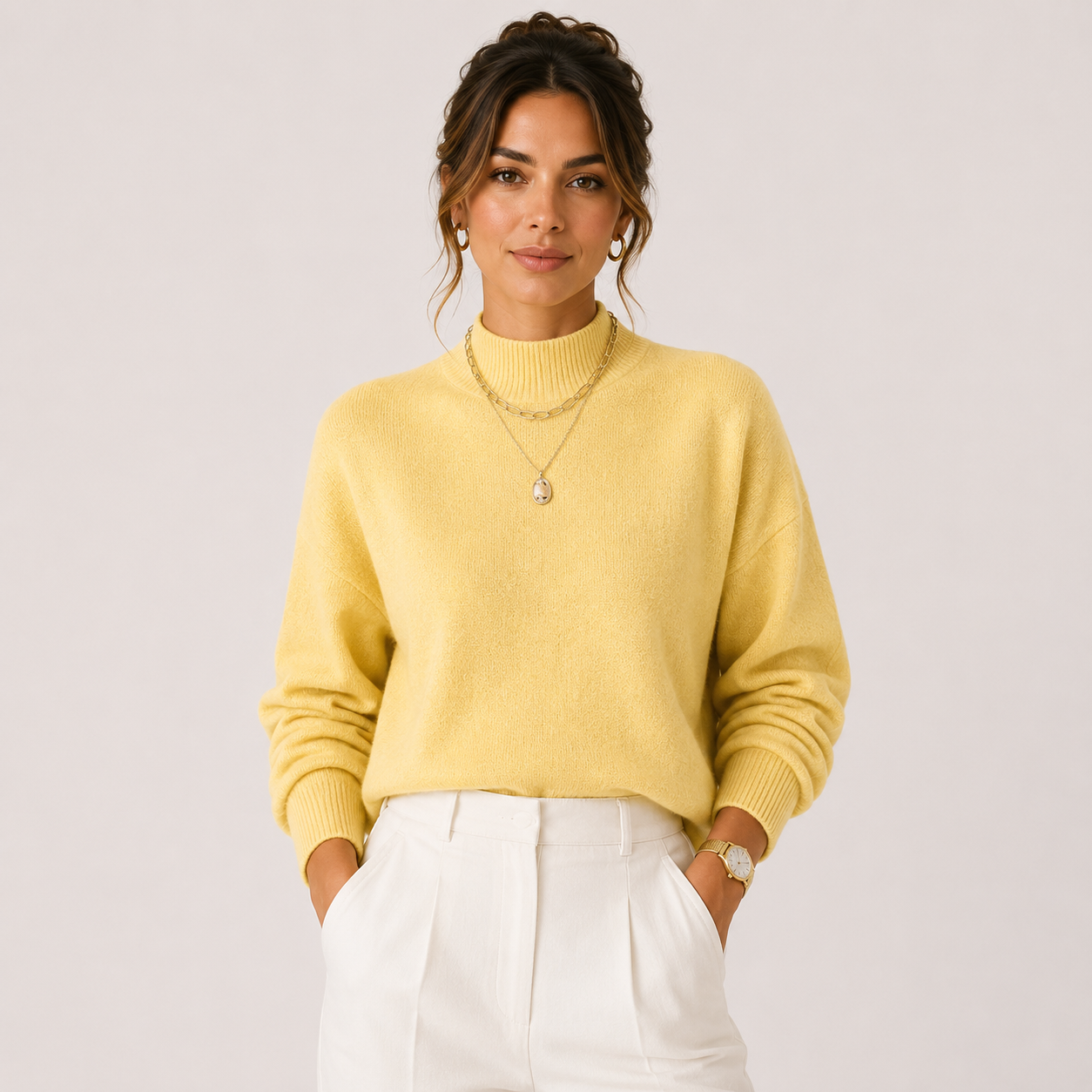 Women's Knit Turtleneck Sweater Cozy Lightweight Winter Pullover