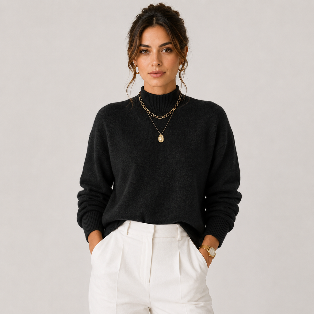 Women's Knit Turtleneck Sweater Cozy Lightweight Winter Pullover