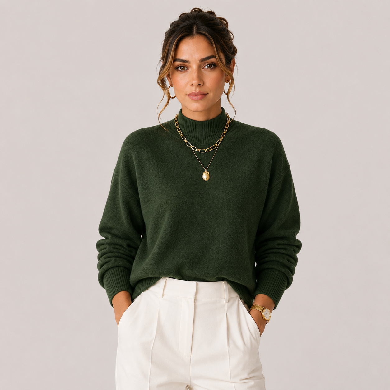 Women's Knit Turtleneck Sweater Cozy Lightweight Winter Pullover