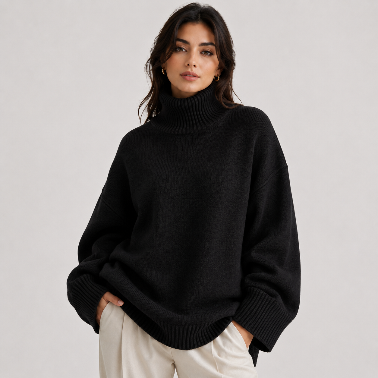 Women's Premium Turtleneck Sweater Warm Lightweight Knit Pullover