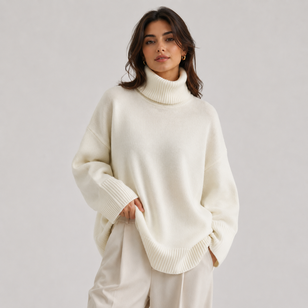 Women's Premium Turtleneck Sweater Warm Lightweight Knit Pullover